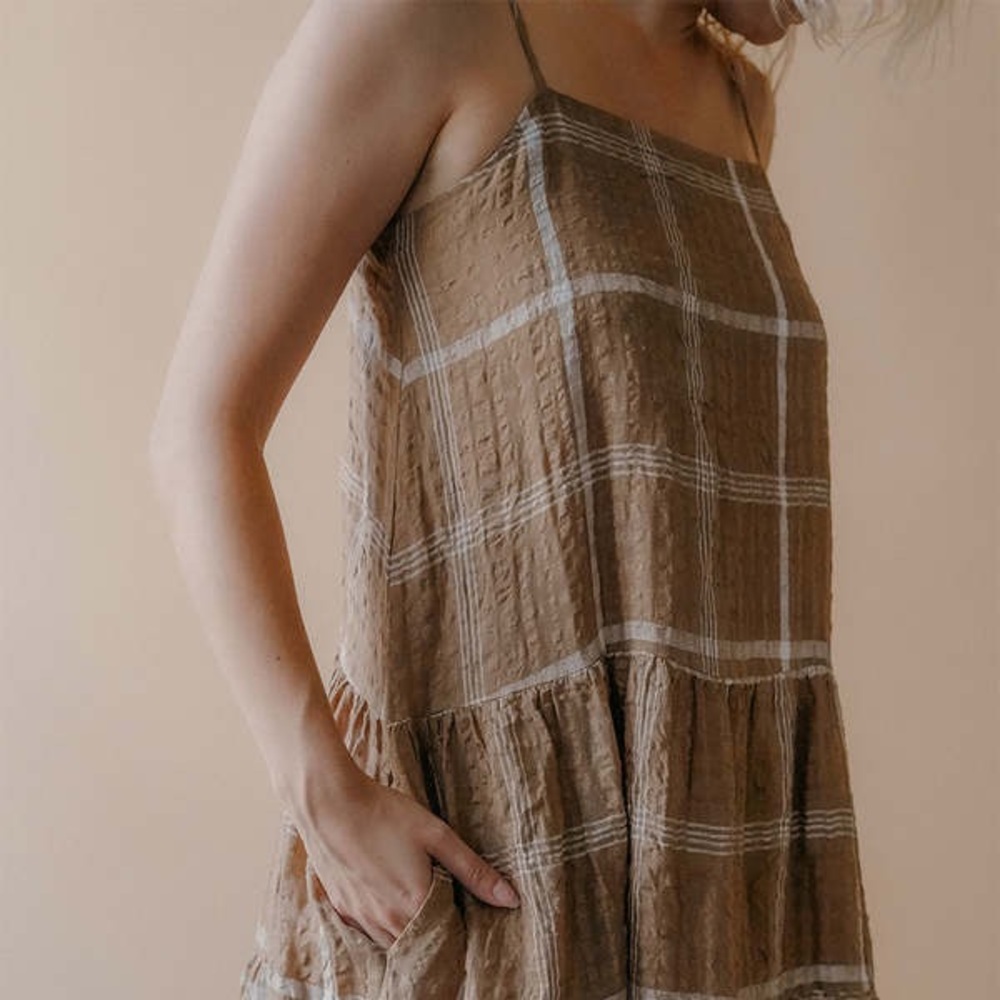 amente tiered linen cotton dress